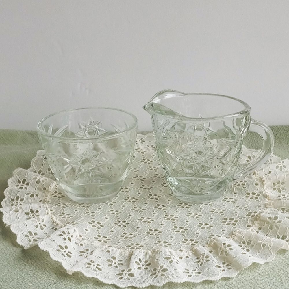 Vintage Anchor Hocking Creamer and Sugar Set